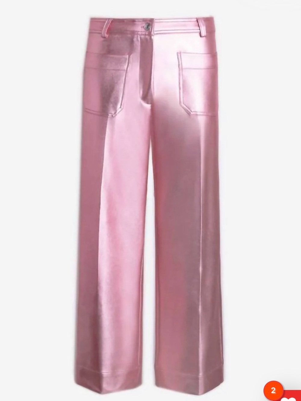 Vilagallo Cotton Candy Metallic Pink Straight-Leg Trousers 40
